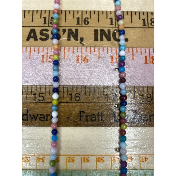 NORA Original Necklace Made In Norway Silver Tone Rainbow Round Glass Beads 18” - Picture 5 of 10